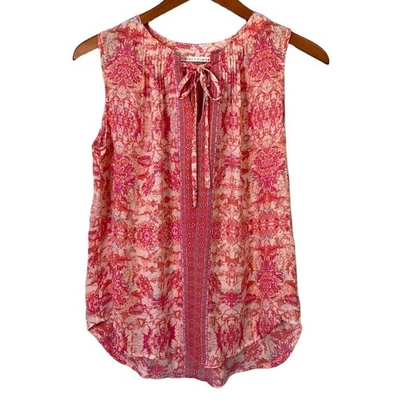 Violet & Claire Tops - Violet + Claire Tunic Floral Sleeveless V-Neck Tie Front Cottagecore Boho Blouse
